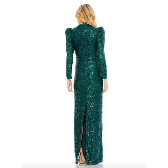 MAC DUGGAL Dress Size 2 Evening Gown Sequin Emerald Green NEW Structured - Picture 2 of 8